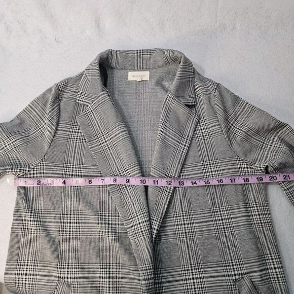 MELLODAY Black & White Houndstooth Blazer Sz S Unlined L/s Pockets Open - Picture 5 of 8